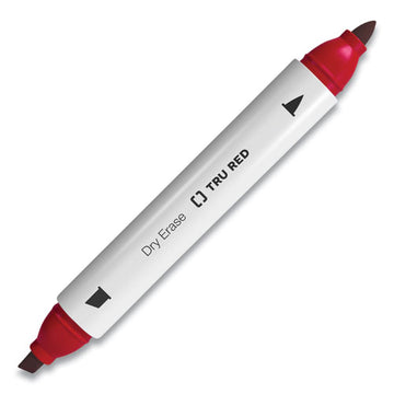 TRU RED™ Dry Erase Marker, Tank-style Twin-tip, Fine-medium Bullet-chisel Tips, Red, 4-pack freeshipping - TVN Wholesale